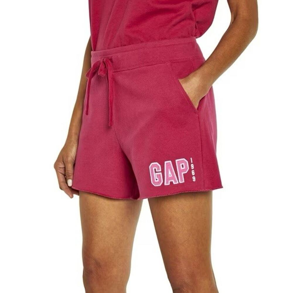 Women's GAP Size XL Pink Logo Shorts Drawstring Pockets Stretchy Comfortable